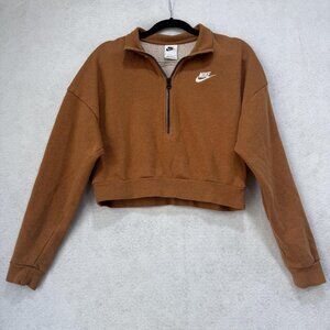 Nike Pullover Sweatshirt Womens Small Cropped Half Zip CJ2156-215 Fleece Cozy